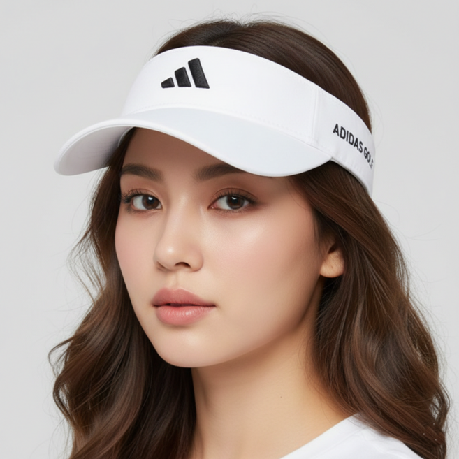 아디다스 남녀공용 골프 모자 바이저 썬캡 사이즈 조절 자외선 차단, 1개, 화이트