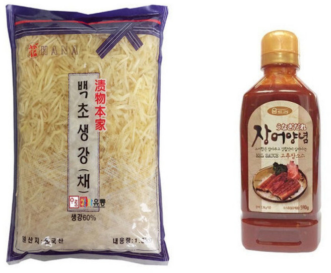 움트리 장어양념 590g 1 + 토호식품 백초생강채 1.3kg 장어용 초절임 생강채와 장어양념소스 세트 hI유통, 1세트