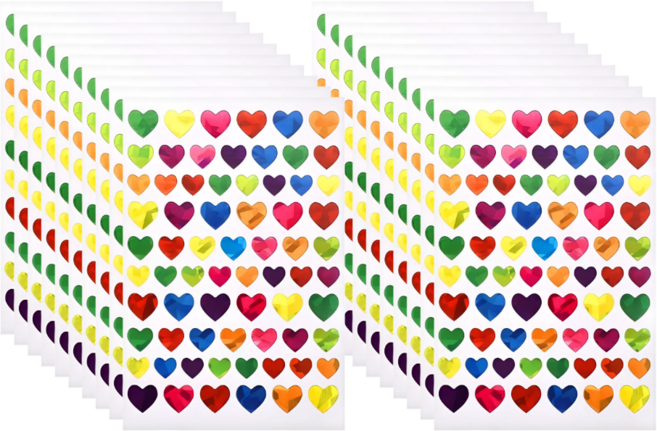 스노벨 레이져 원형 하트 별 스티커, 2개, 하트(690개) S473