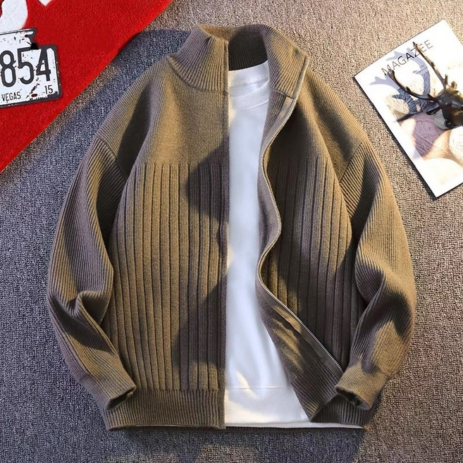 휠렉스 남성 니트 집업 하이넥 가디건 루즈핏 간절기 캐주얼 아우터 J243