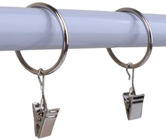 커텐봉 고리 커튼링 집게 압축봉 걸이 바란스 패브릭 가리개 스텐 소형 대, 대 6P, 1개