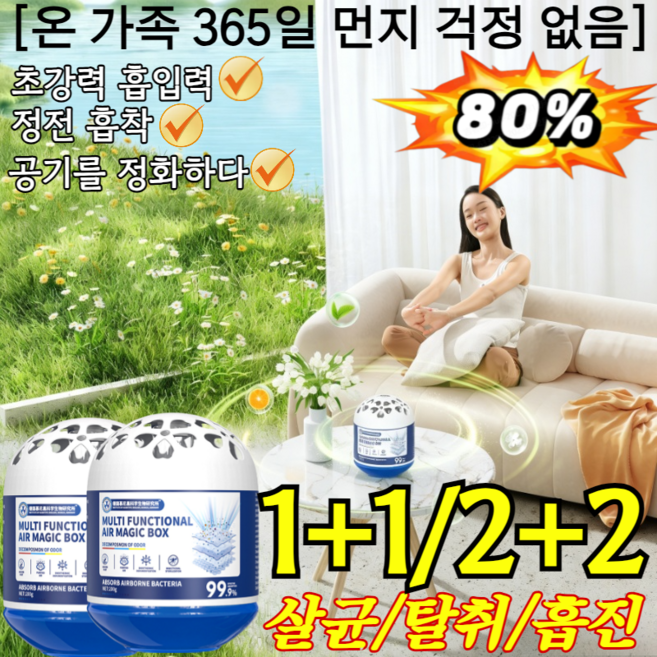 히트 1위! [먼지 제거 스타] 다용도 먼지 흡착 마법 박스 식물성 천연성분 제 초강력 은나노 공기 청정제 살균//흡진, [히트 1위!] 200g*4
