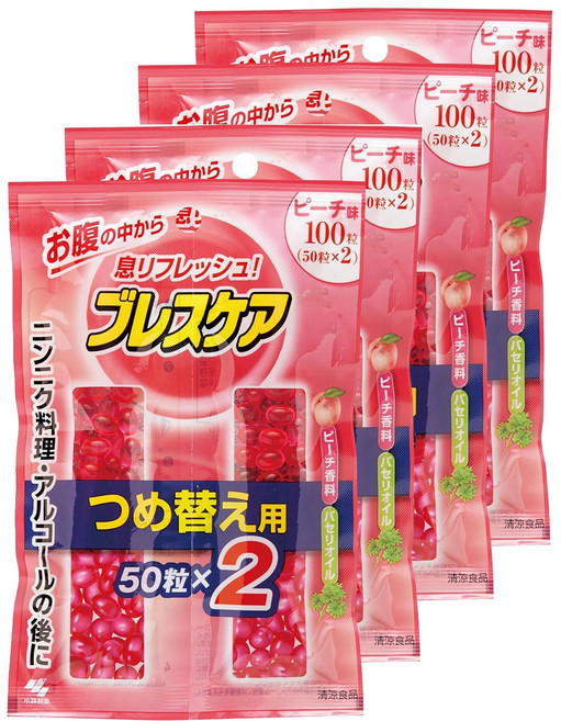 브레스 케어 캡슐 복숭아 리필용 100개입 입냄새 제거 x4개, 1세트