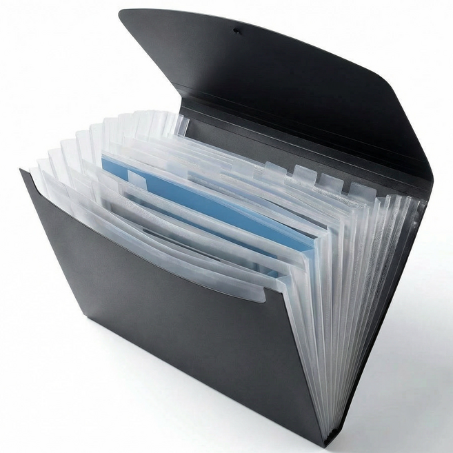 위드홍스 아코디언 파일 13칸 정리함, 블랙, 1개