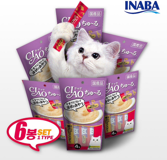 챠오츄르 고양이 짜먹는 간식, 혼합맛(참치/랍스타), 14g, 24개