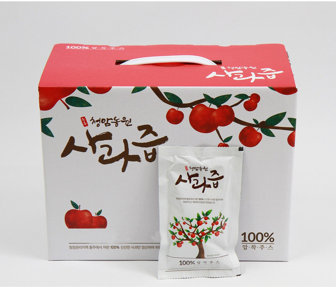 충주 청암농원 100% 50팩 압착 생사과즙 1박스 28000, 110ml