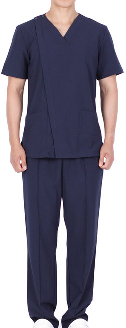 브이넥 스판 집업 스크럽복 남성 상하세트 간호복 간호조무사 병원복 물리치료사복