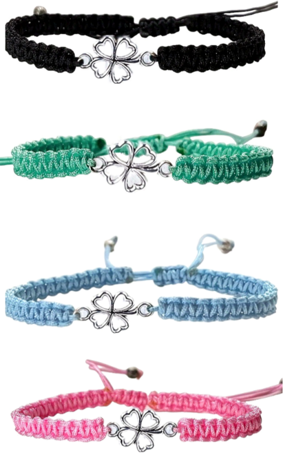 1+1(2P) 행운의 네잎클로버 매듭팔찌 커플팔찌 우정팔찌 스트링팔찌 수능 선물 심플 끈 팔찌