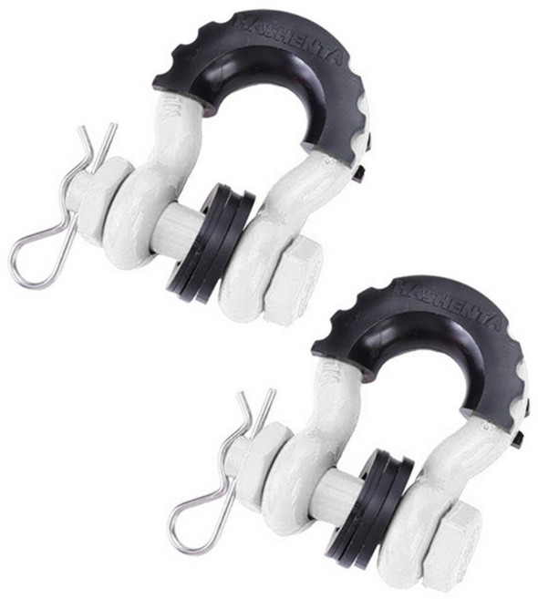 2Pcs D-링 앵커 샤클 5/8 "견고한 견인 기어 보우 28660lbs 오프로드 차량 복구용 브레이크 강도, White