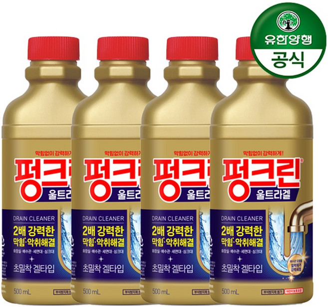 펑크린 울트라겔 배수관 세정제, 500ml, 4개