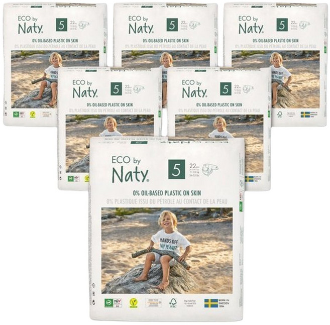 Eco by Naty 네띠 기저귀 밴드형 5단계 22매 x 6팩, 132매