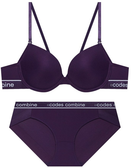 코데즈컴바인이너웨어 베이직 라인포인트 에어로쿨 브라 햄팬티세트_딥퍼플