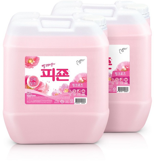 피죤 레귤러 섬유유연제 핑크로즈 본품, 20L, 2개