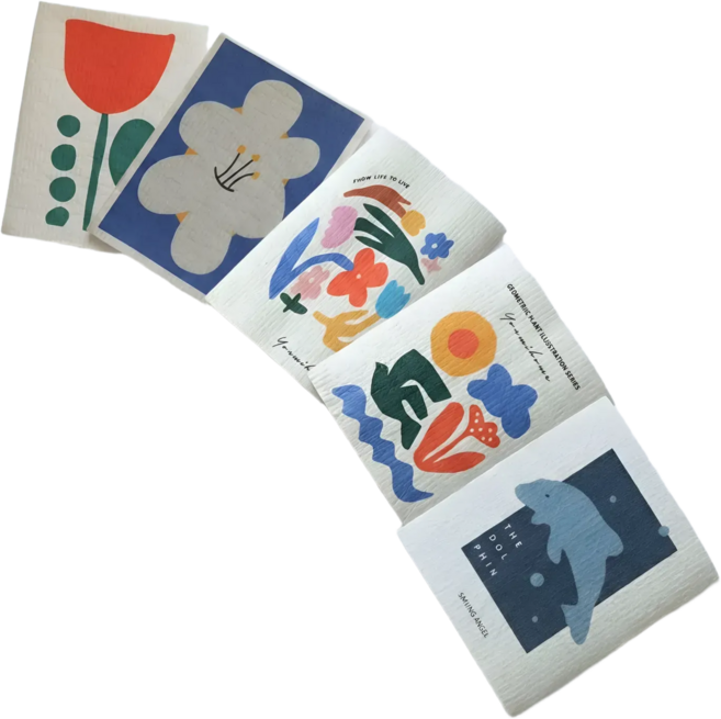 셀러킹즈 빨아쓰는 주방 친환경 독일 셀룰로오스 행주 수세미 5종류, 5개