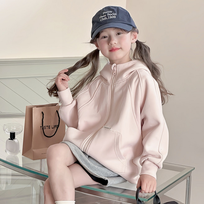 뚜이키즈 아동용 데일리 루즈핏 후드 집업 120-160 코튼 기모 자켓