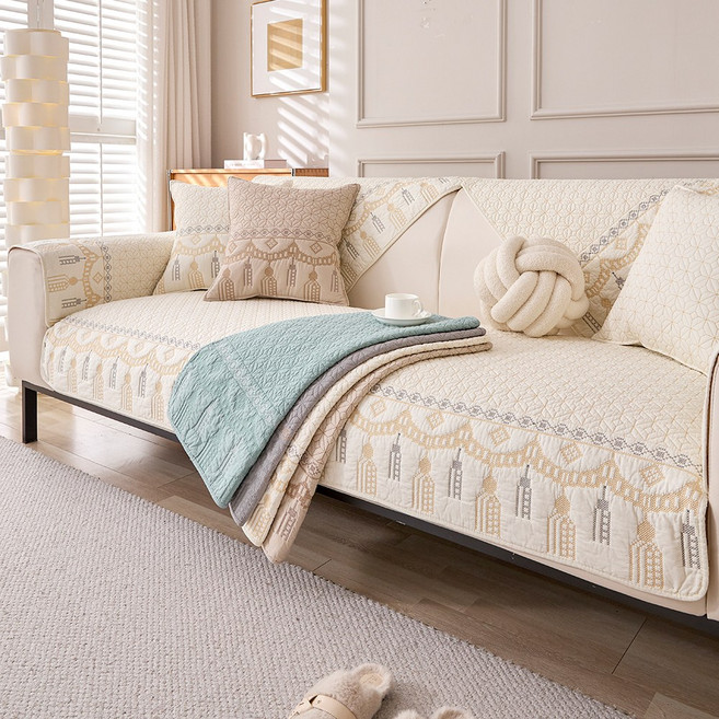 FEIFAN 순면 라이트 럭셔리 미끄럼방지 사계절 쇼파패드 4인용