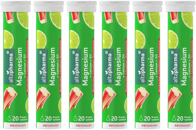 altapharma 알타파마 발포 마그네슘 칼슘 비타민D3 20정 6팩 루바브라임 Effervescent tablets, 6개