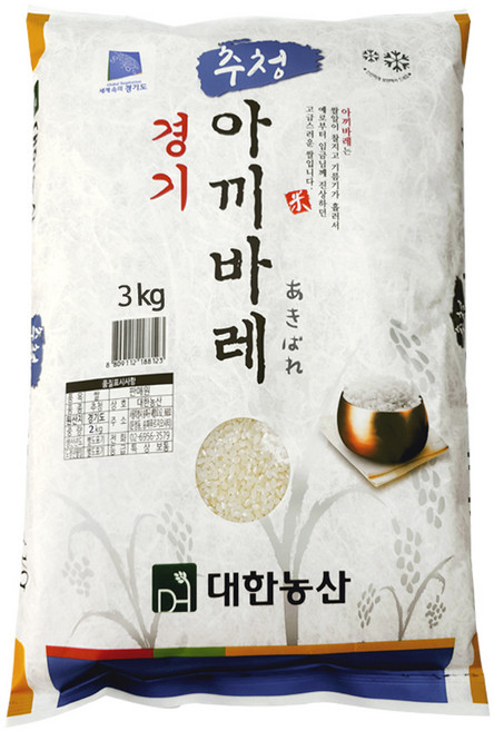 대한농산 경기 추청 아끼바레 3kg / 25년산 햅쌀 / 상등급 단일품종, 1개