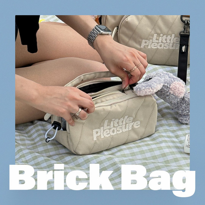 리틀플레져 미니기저귀가방 강아지산책가방 브릭백(BRICK BAG) / 보냉보틀공간 / 스몰 산책 가방, 프렌치베이지