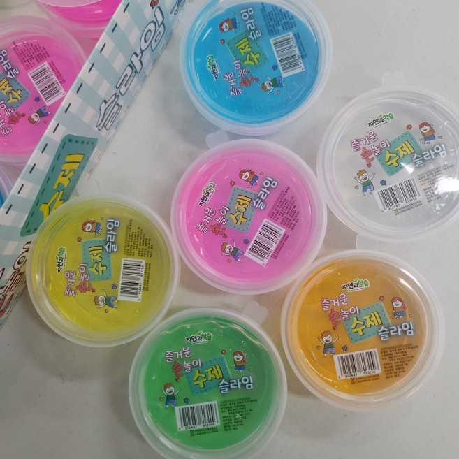 천연슬라임 미니슬라임 묵쫀슬라임 색상별, 컬러별, 30g, 6개