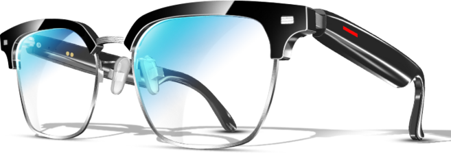 BiiYou 블루투스 선글라스 5.3 블루투스 무선 이어폰 통화 소음 감소 방수 아웃도어 스마트 안경 내장 마이크 장착, 반프레임, 투명 렌즈