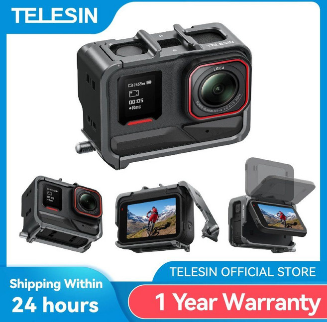 TELESIN 퀵 릴리스 알루미늄 합금 프레임 케이스 Insta360 Ace pro 2 Pro 수직 샷 저중량 보호 쉘