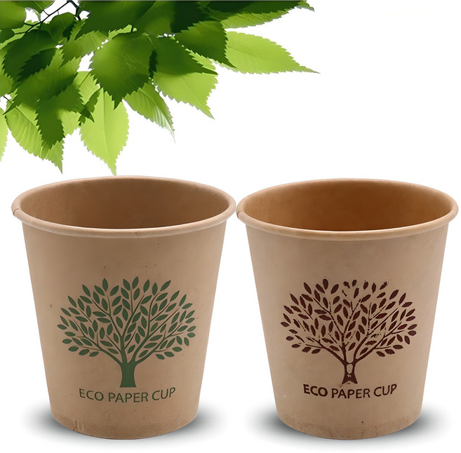 크라프트 종이컵 나무인쇄 일회용컵, 1세트, 1000개입