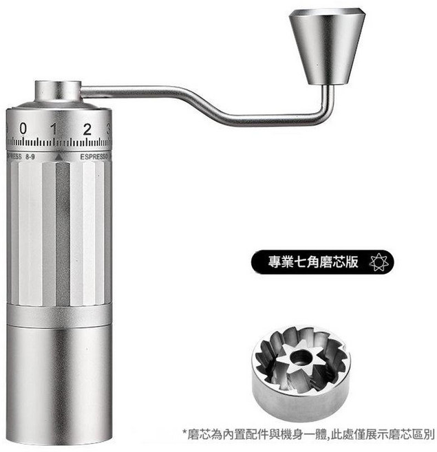 JWJJ 手搖磨豆機 不鏽鋼鬼齒刀盤, Z35七星錐刀暮光金色, 1個, 35ml
