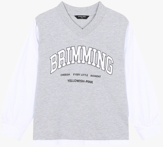 더데이걸 여아 주니어 입기편하고 소매시보리 50% 저렴한 브이넥 조끼 레이어드 긴팔 티셔츠 TGMA23109