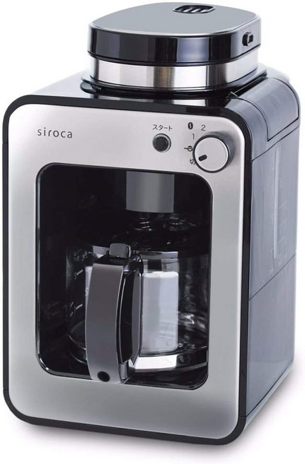 siroca 研磨滴漏式咖啡機 一鍵操作輕鬆享受現磨咖啡, 銀色, SC-A211