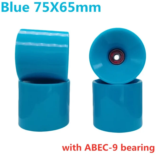 4개 75mm 82A 저소음 진동 방지 로드 타이어 스케이트보드 휠 플랫 플레이트 싱글 더블 로커 스케이트보드, 04 4 Blue Bearing