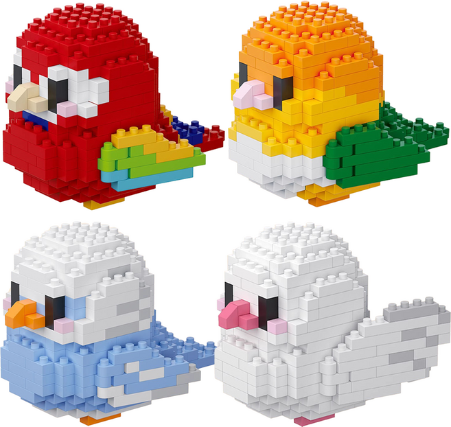 [블럭킹] 나노블럭 귀여운 작은새 시리즈 4종 모음 어린이제품 KC인증 BK047, 1개, A. 4종 BOX