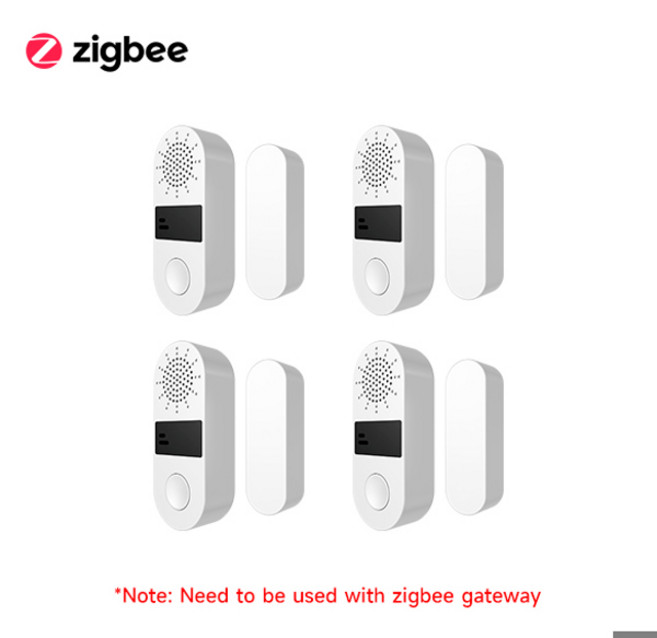 Tuya WiFi/Zigbee 도어 윈도우 센서 130DB 사운드 라이트 알람 무선 도어 감지기 SmartLife APP Google 홈용 원격 제어, [05] 4Pcs(need gateway)
