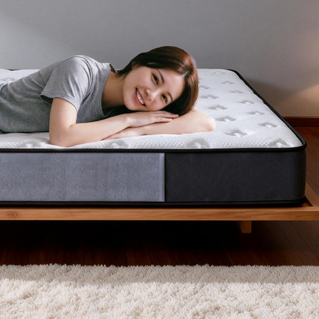 TEYYON 독립 포켓 스프링 침대 바닥 매트리스 싱글 25cm 그레이, 중간