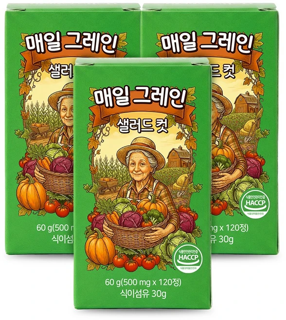 매일 그레인 샐러드 컷 VIP, 3개, 120정 - 쿠팡