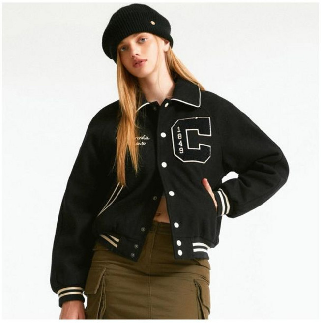 후아유 여성 숏 바시티 자켓 패딩안감 WHJJD4T33F