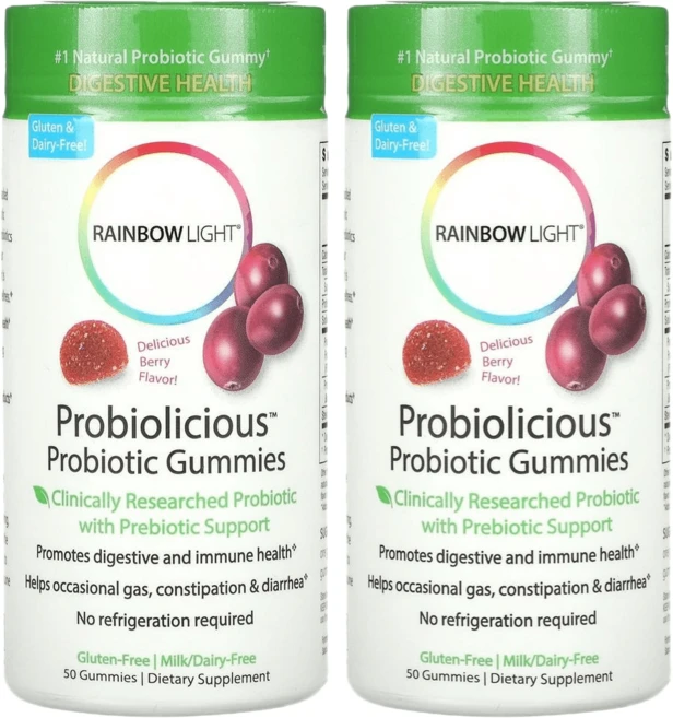 레인보우라이트 프로바이오리셔스 프로바이오틱 딜리셔스 베리 구미, 2개, 50정 - 쿠팡