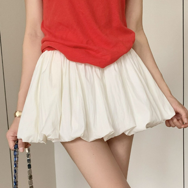 플랜앤유 여자 속바지 파스텔 벌룬 밴딩 미니 스커트