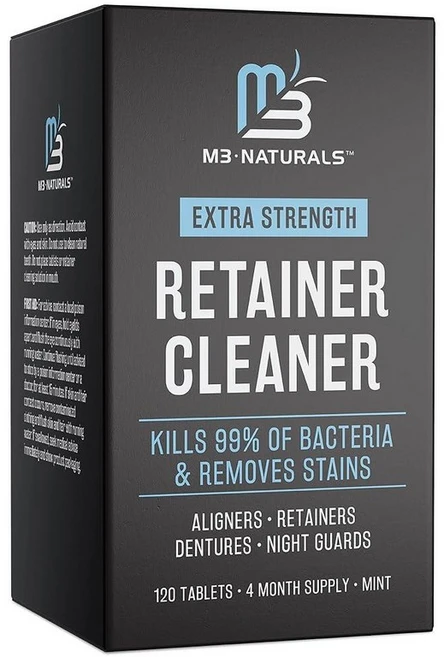 리테이너 클렌저 정제 세정제 냄새 M3 보호 제거 2개월 민트 구강 공급 목욕 얼룩 세정제 by 및 의치 Naturals 변색 플라크, 120 Count - 쿠팡