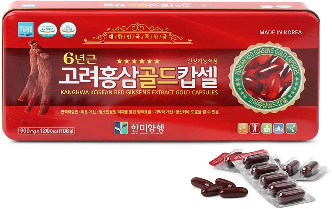 한미양행 6년근 고려홍삼골드캅셀 120캡슐, 120정, 1개 - 쿠팡