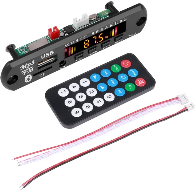DC 9V 12V 블루투스 5.0 MP3 WMA WAV APE FLAC 디코더 보드 자동차 오디오 USB TF FM 라디오 AUX 모듈 음악, 02 Color Screen, 01