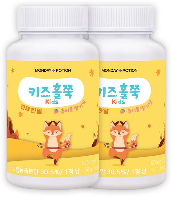 우리아이쏙쏙 키즈홀쭉 | 숙지황 홍화씨 차전자피 소아비만 변비, 30정, 2개