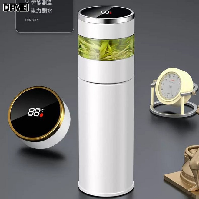 DFMEI 316智能茶水分離保溫杯男士泡茶專用茶杯高檔商務便攜水杯, 1個, 1L, 白色:401-500ml