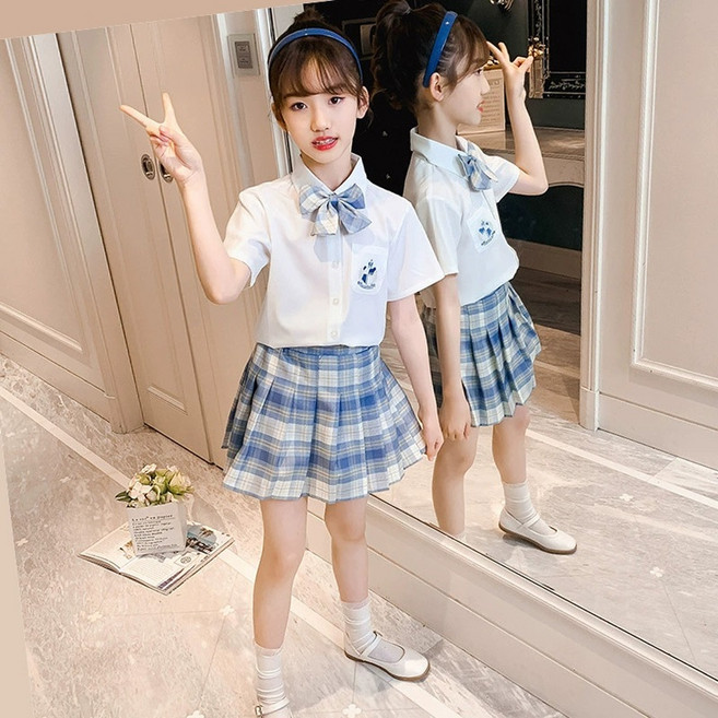 메이징키즈 주니어 여아 여름 스쿨룩 셔츠 치마 세트