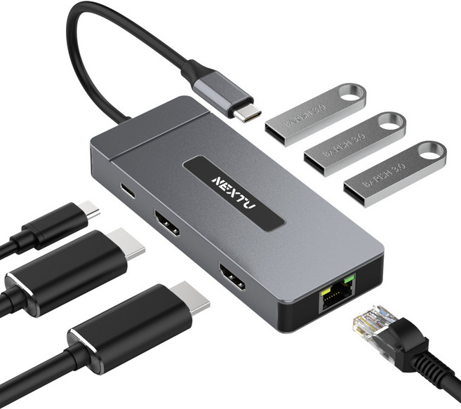 유이반 / 2371TCH-DUAL USB3.1 Type-C 7in1 듀얼 HDMI 멀티포트 어댑터 / HDMI2.0 4K60해상도지원, 기본, 1개