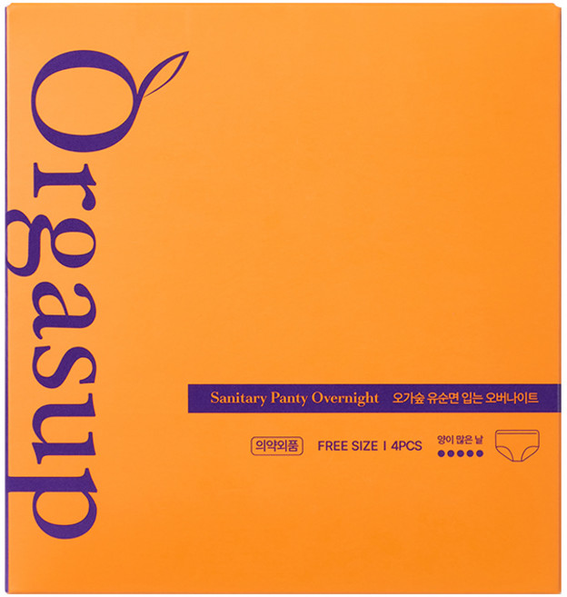 오가숲 유기농 순면커버 입는 오버나이트 생리대, 1개, 4개입