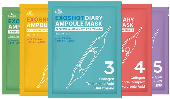 비아이펙트 엑소샷 다이어리 앰플 마스크 25ml 각 10매입X5종 세트