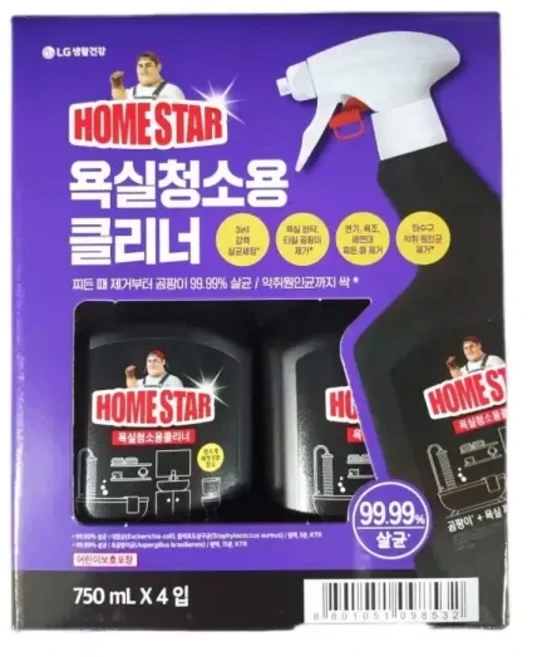 홈스타 바이럭스 세정제 욕실용, 750ml, 4개