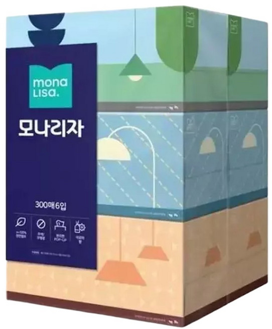 모나리자 사각티슈 300매 x 6개 x 4입 박스/학교납품/대량구매, 4매, 24박스