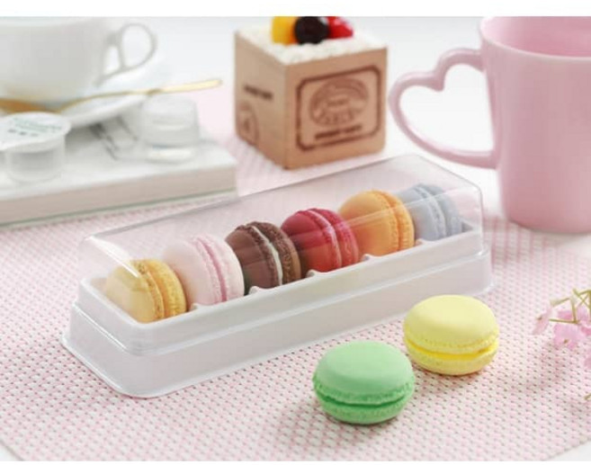 嚴選SHOP 6粒馬卡龍盒5入組，塑料甜點西點包裝盒，餅乾吸塑盒【S051】, 1個, 6粒馬卡龍盒*5個